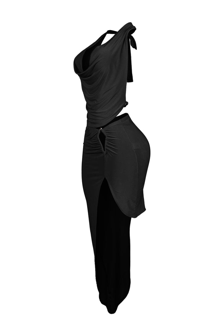 Sora Cowl Neck Halter Top &amp; Skirt SET