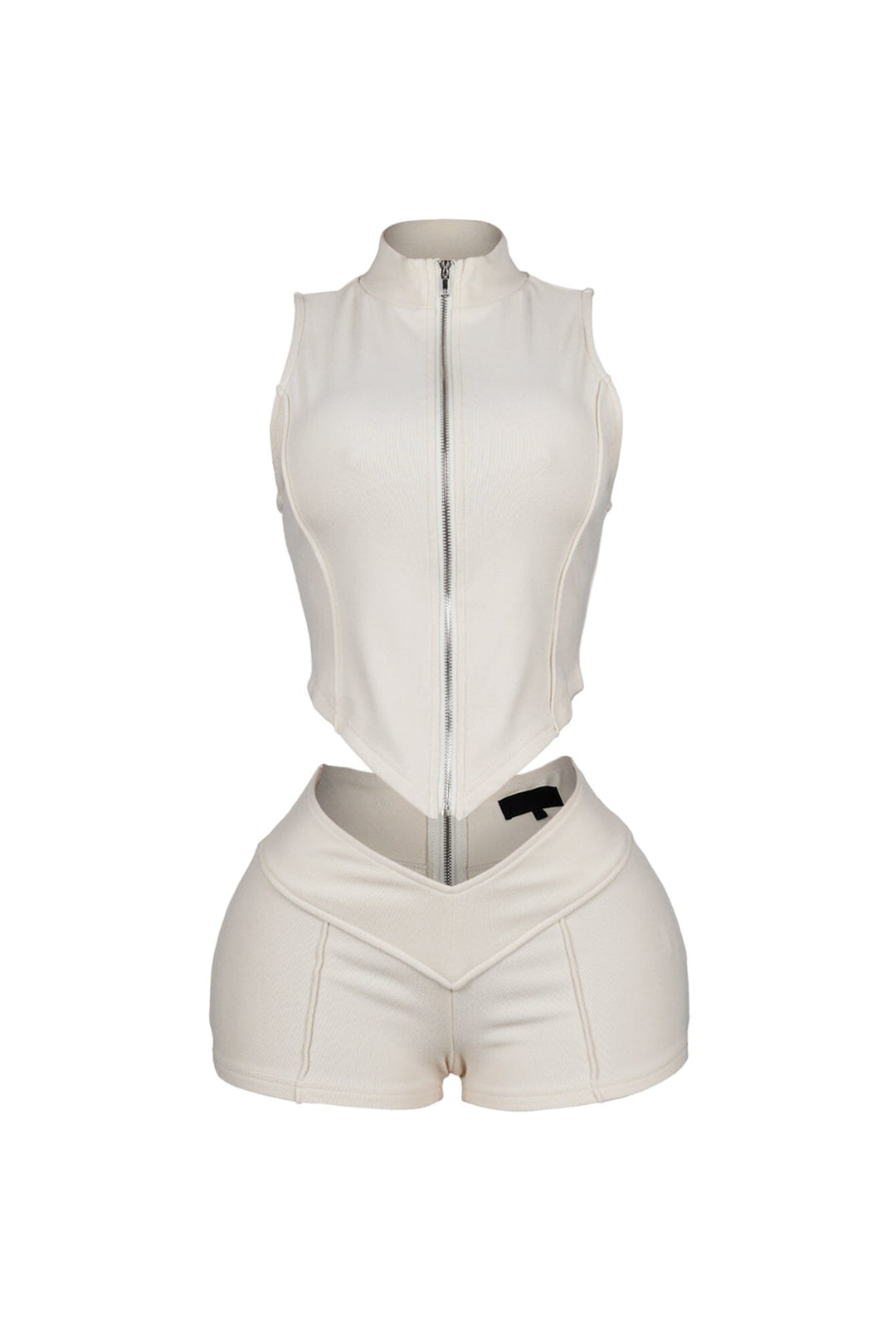 Classic Zip Up Cropped Tank Top &amp; Shorts SET