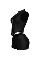 Classic Zip Up Cropped Tank Top &amp; Shorts SET