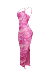 Metis Mesh Printed Ruched Tank Dress