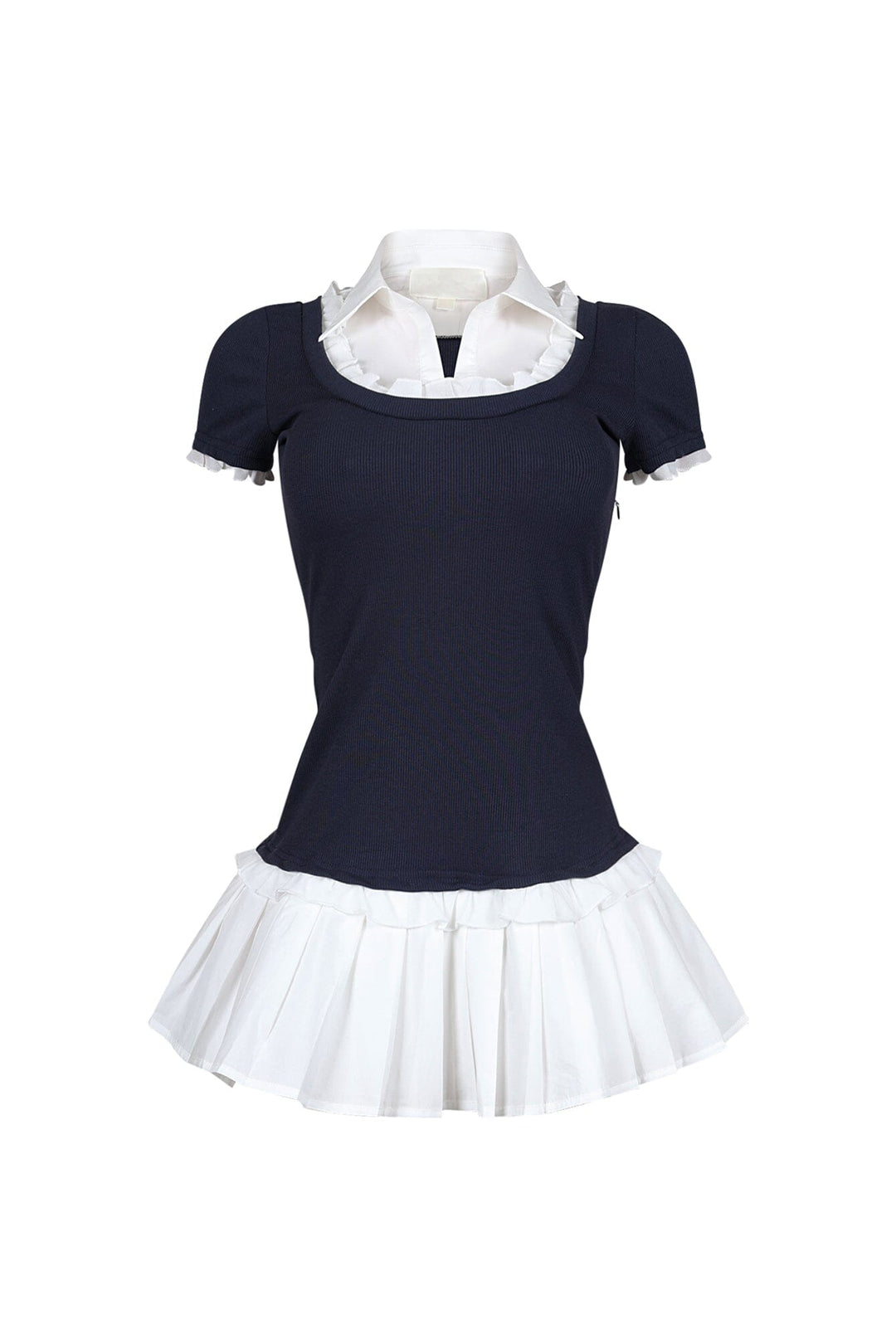 Polina Ribbed Poplin Pleated Combo Dress