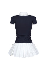 Polina Ribbed Poplin Pleated Combo Dress