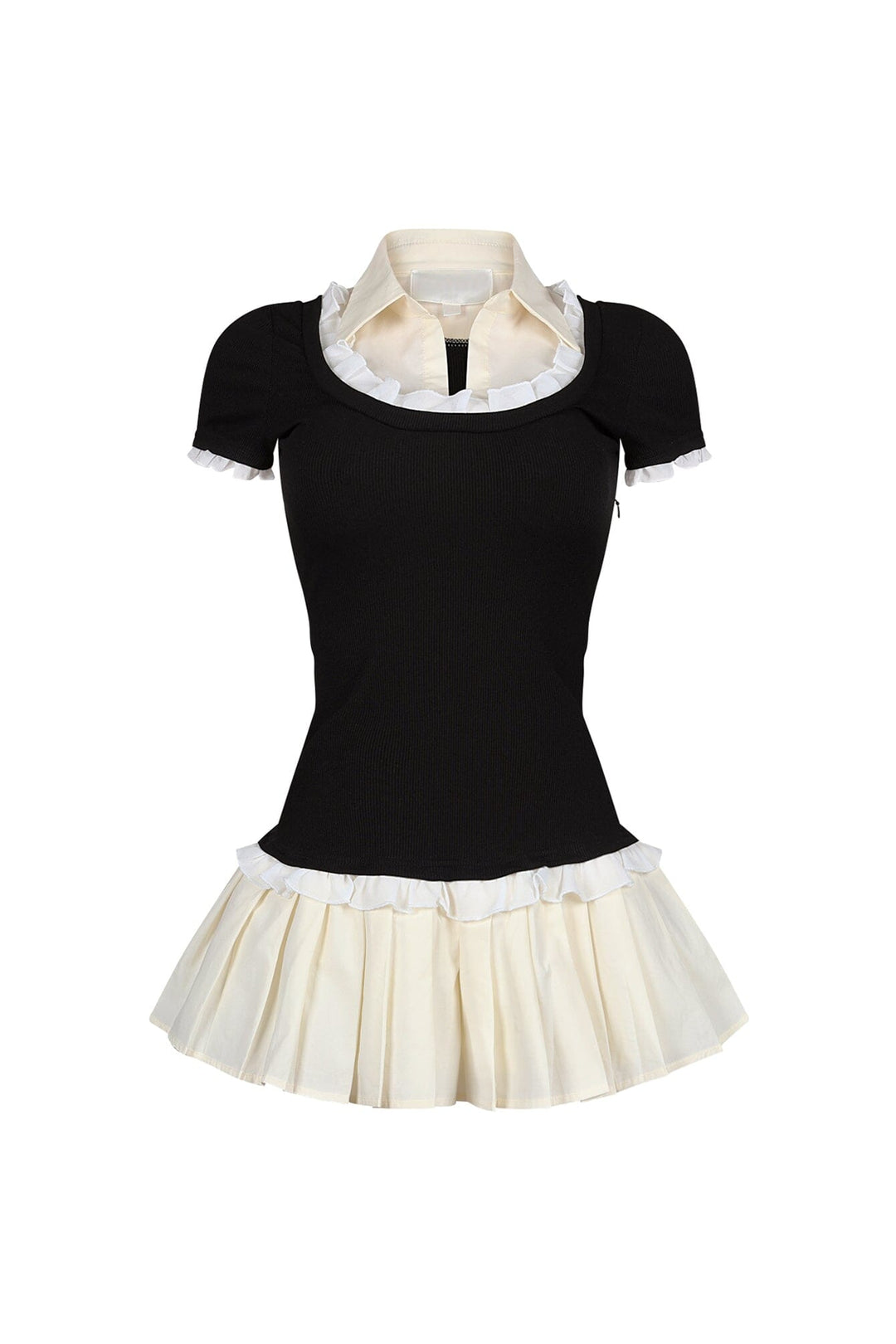 Polina Ribbed Poplin Pleated Combo Dress