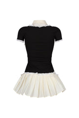 Polina Ribbed Poplin Pleated Combo Dress