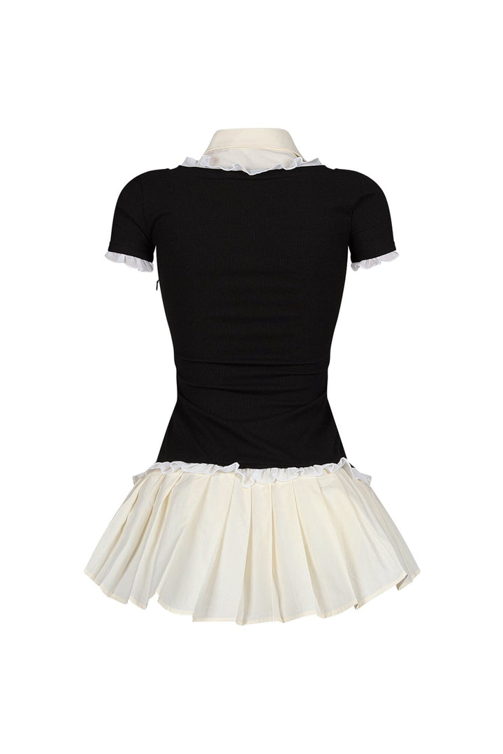 Polina Ribbed Poplin Pleated Combo Dress