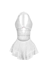 Kiyomi Halter Neck Mesh Lace Mini Dress