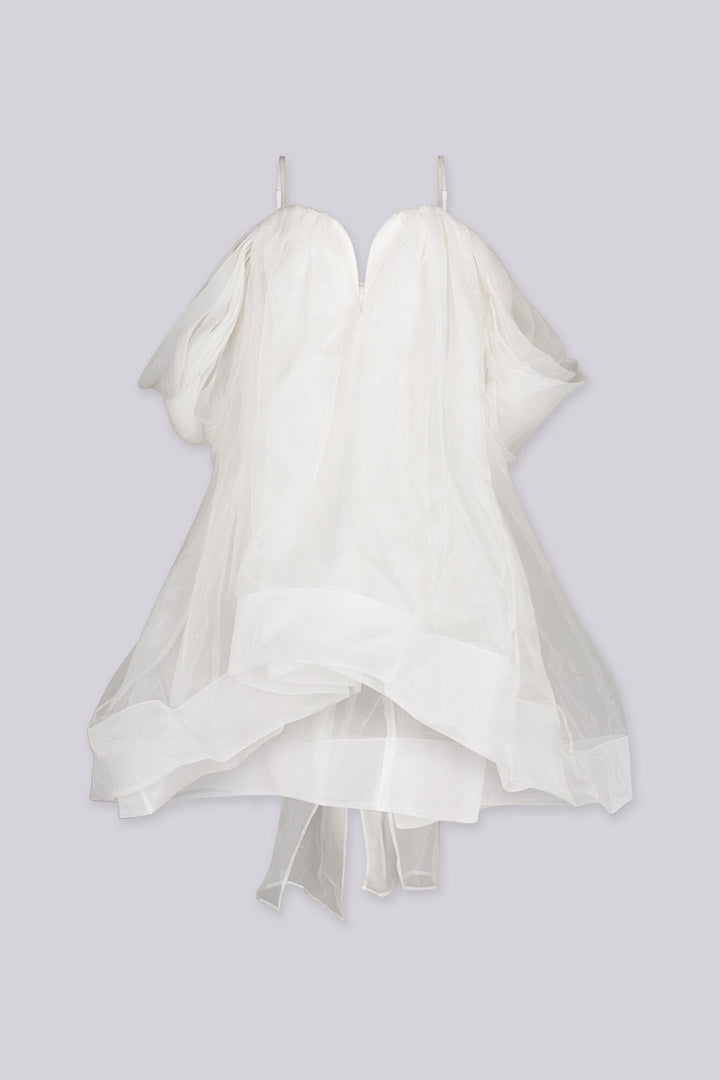 Blanc Étoile Organza Mini Dress