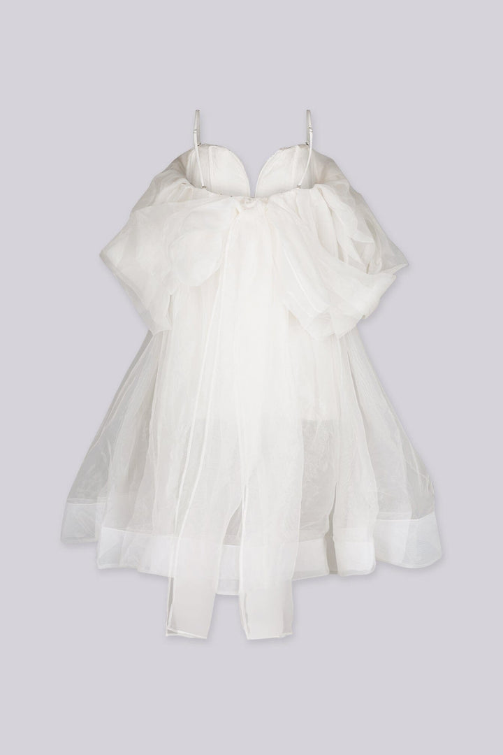 Blanc Étoile Organza Mini Dress