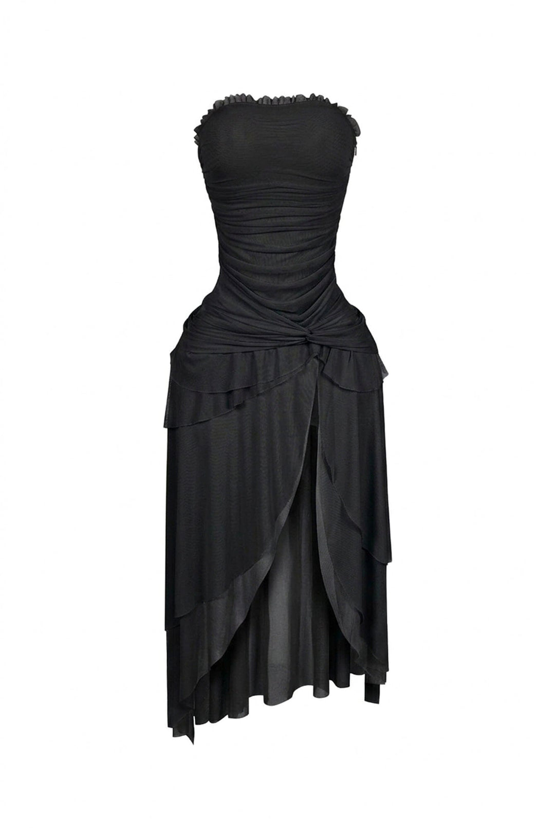 Sahara Mesh Ruffled Tube Midi Dress
