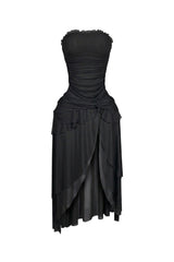 Sahara Mesh Ruffled Tube Midi Dress