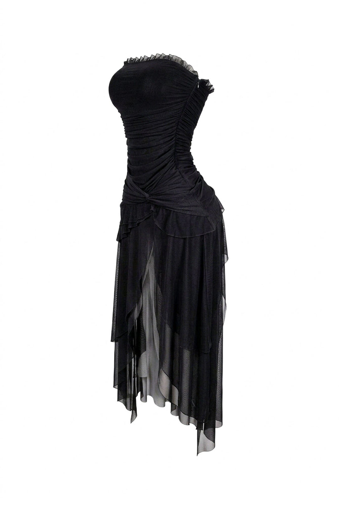 Sahara Mesh Ruffled Tube Midi Dress