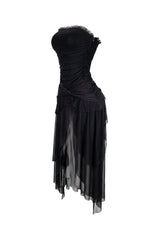 Sahara Mesh Ruffled Tube Midi Dress