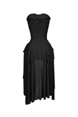 Sahara Mesh Ruffled Tube Midi Dress