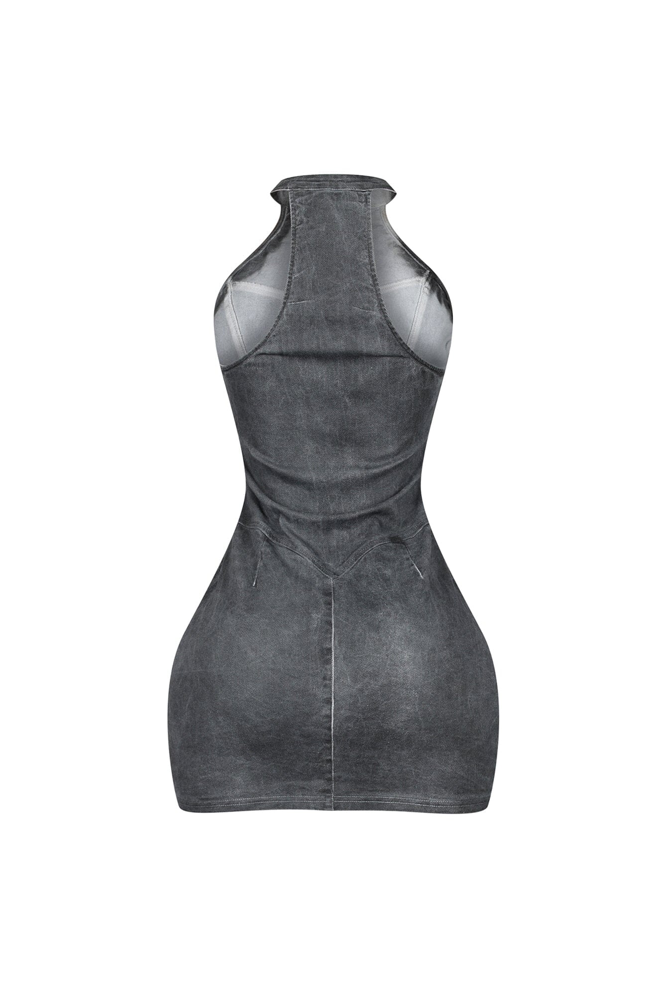 Denim Washed Halter Zip Up Mini Dress – EDGE
