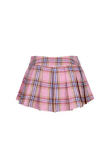 Kawai Plaid Low Rise Pleated Mini Skirt