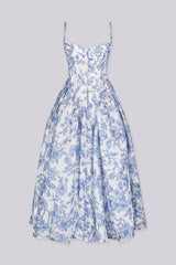 Riviera Bloom Corset Midi Dress