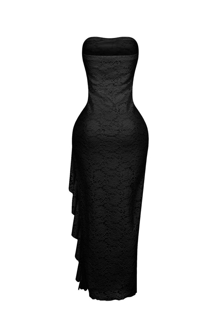 Dreamy Lace Ruffled Tube Maxi Dress
