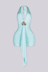 Virella Ruched Halter Mini Dress