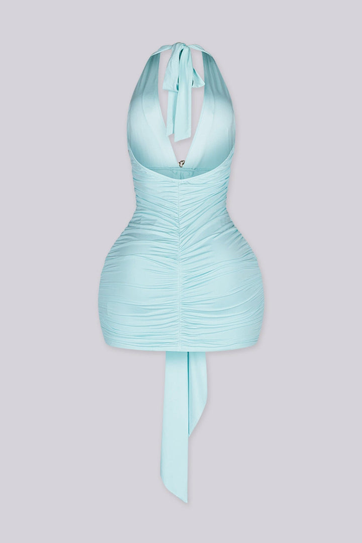 Virella Ruched Halter Mini Dress