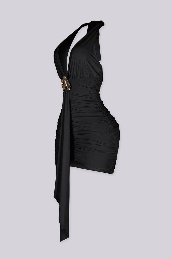 Virella Ruched Halter Mini Dress