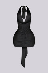 Virella Ruched Halter Mini Dress