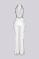 Ismera Lace Halter Overlap Jumpsuit
