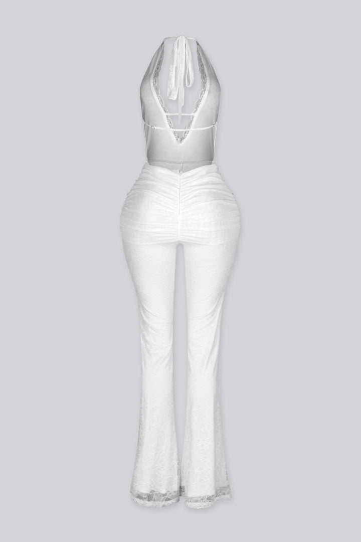 Ismera Lace Halter Overlap Jumpsuit