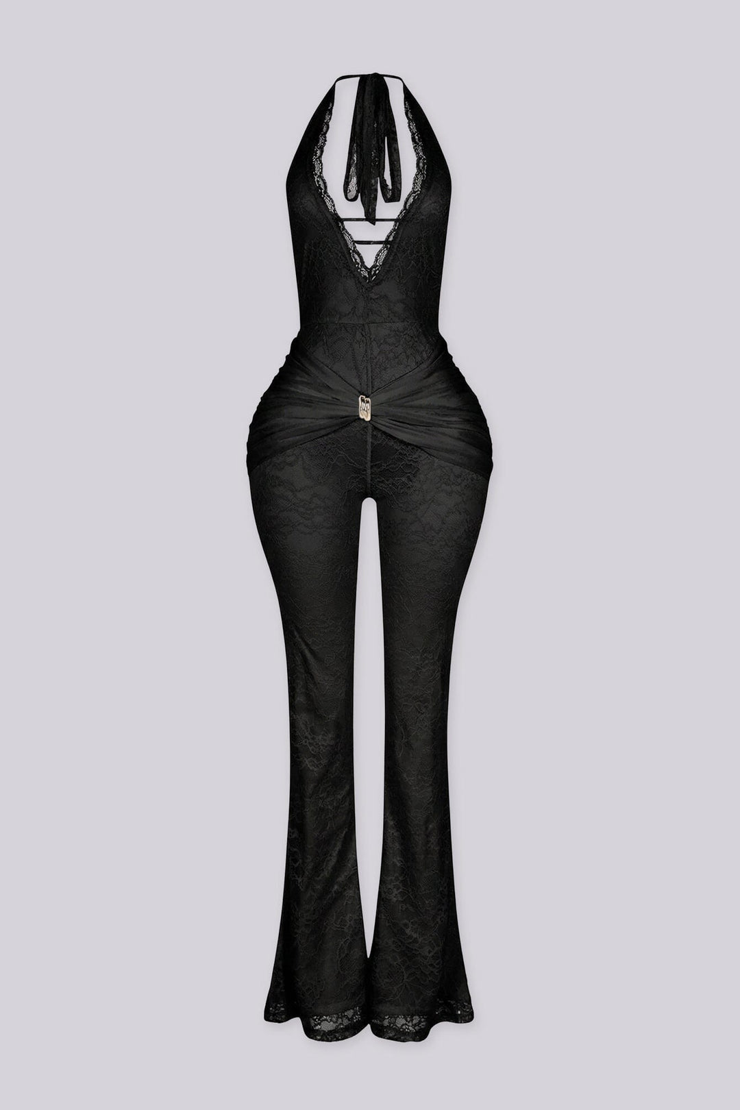 Ismera Lace Halter Overlap Jumpsuit