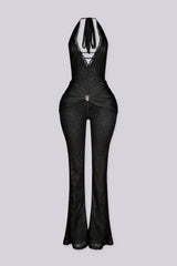 Ismera Lace Halter Overlap Jumpsuit