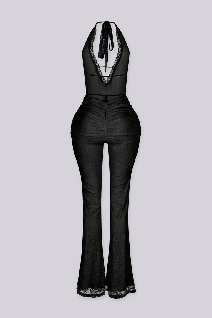 Ismera Lace Halter Overlap Jumpsuit