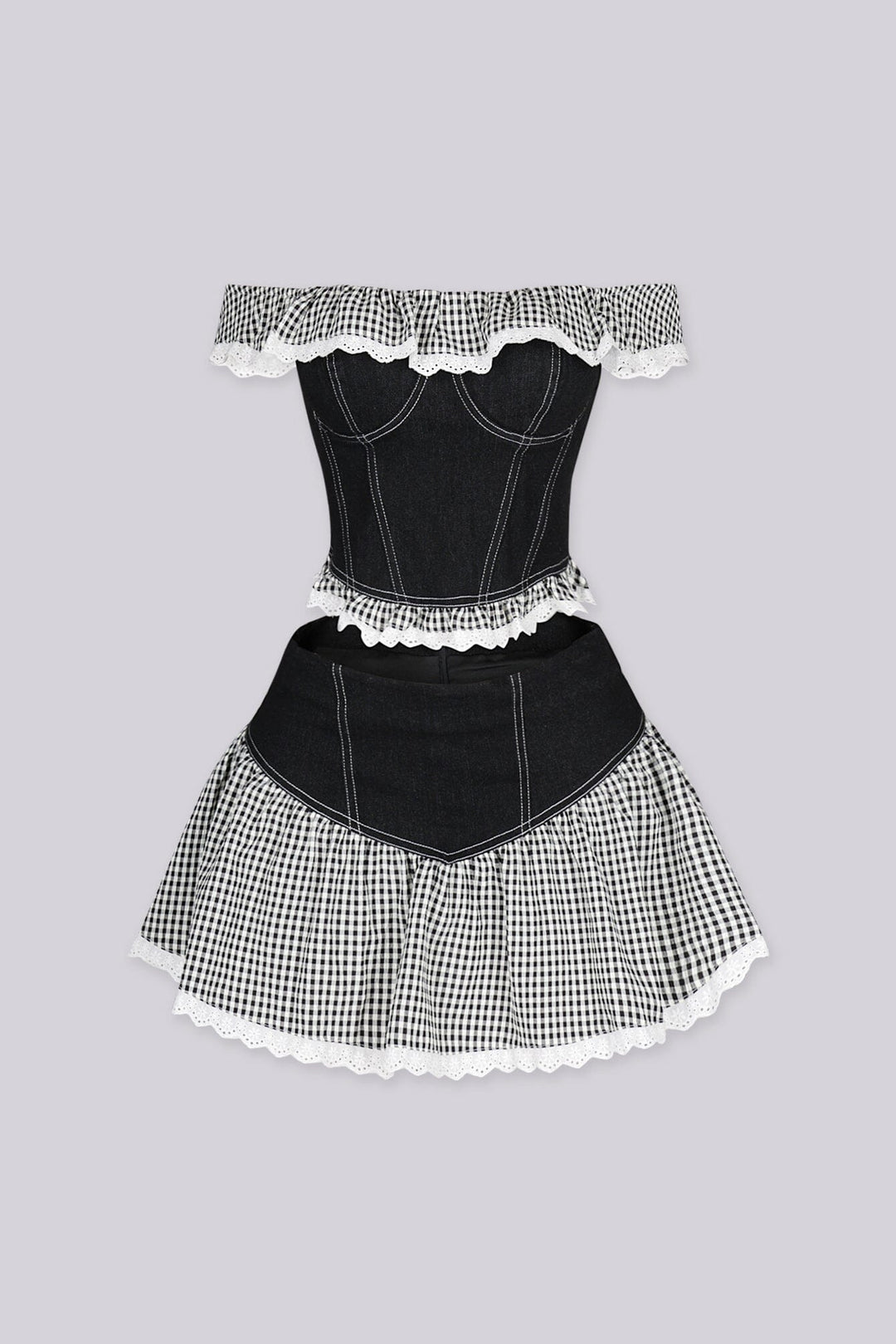 Polly Gingham Corset Top &amp; Skirt SET