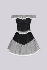 Polly Gingham Corset Top &amp; Skirt SET