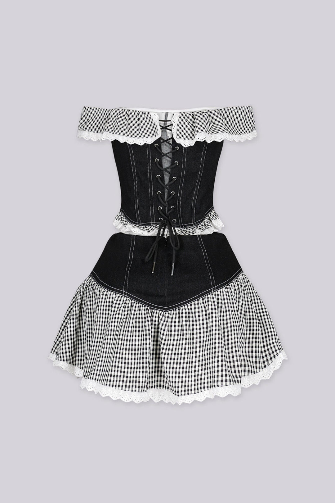 Polly Gingham Corset Top &amp; Skirt SET