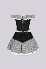 Polly Gingham Corset Top &amp; Skirt SET