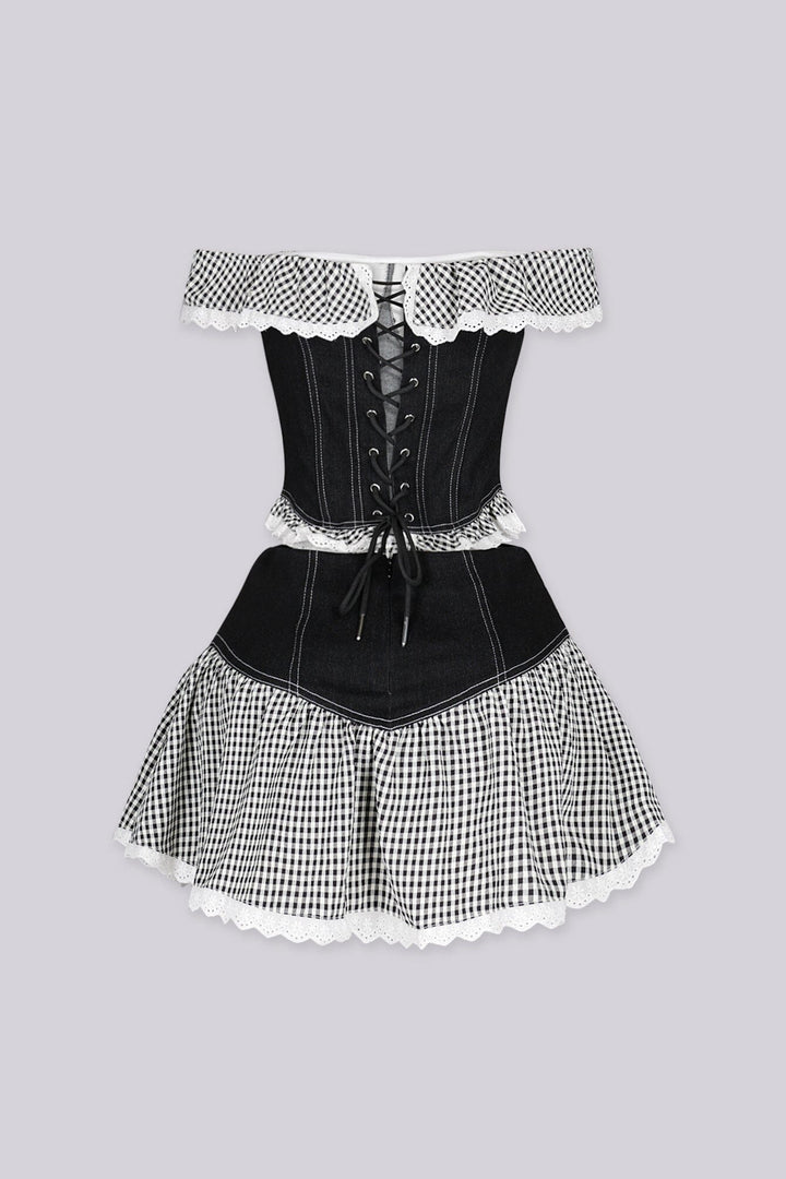 Polly Gingham Corset Top &amp; Skirt SET