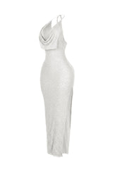 Aria Beaded Cowl Neck Maxi Dress