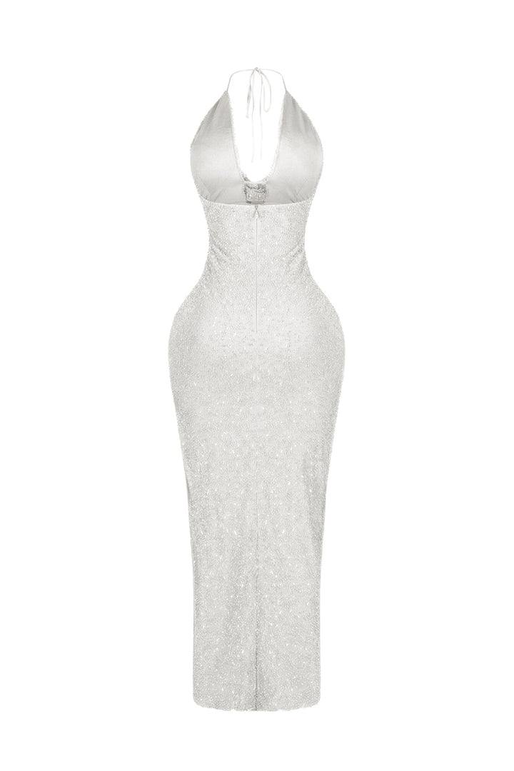 Aria Beaded Cowl Neck Maxi Dress