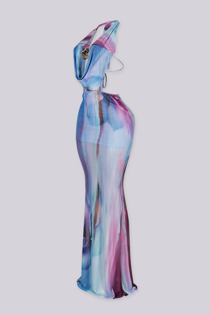 Nebula Stone Halter Maxi Dress