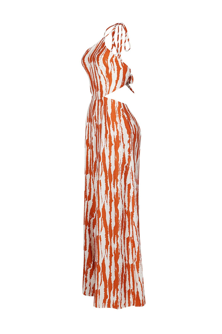 Whispering Breeze Chiffon Halter Jumpsuit