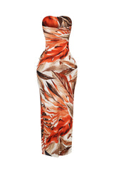 Botanical Cutout Floral Maxi Tube Dress