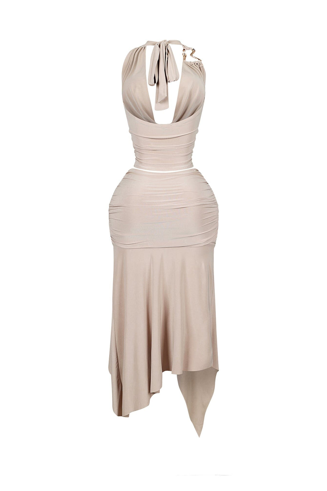 Caroline Gold Metallic Cowl Neck Top &amp; Skirt SET