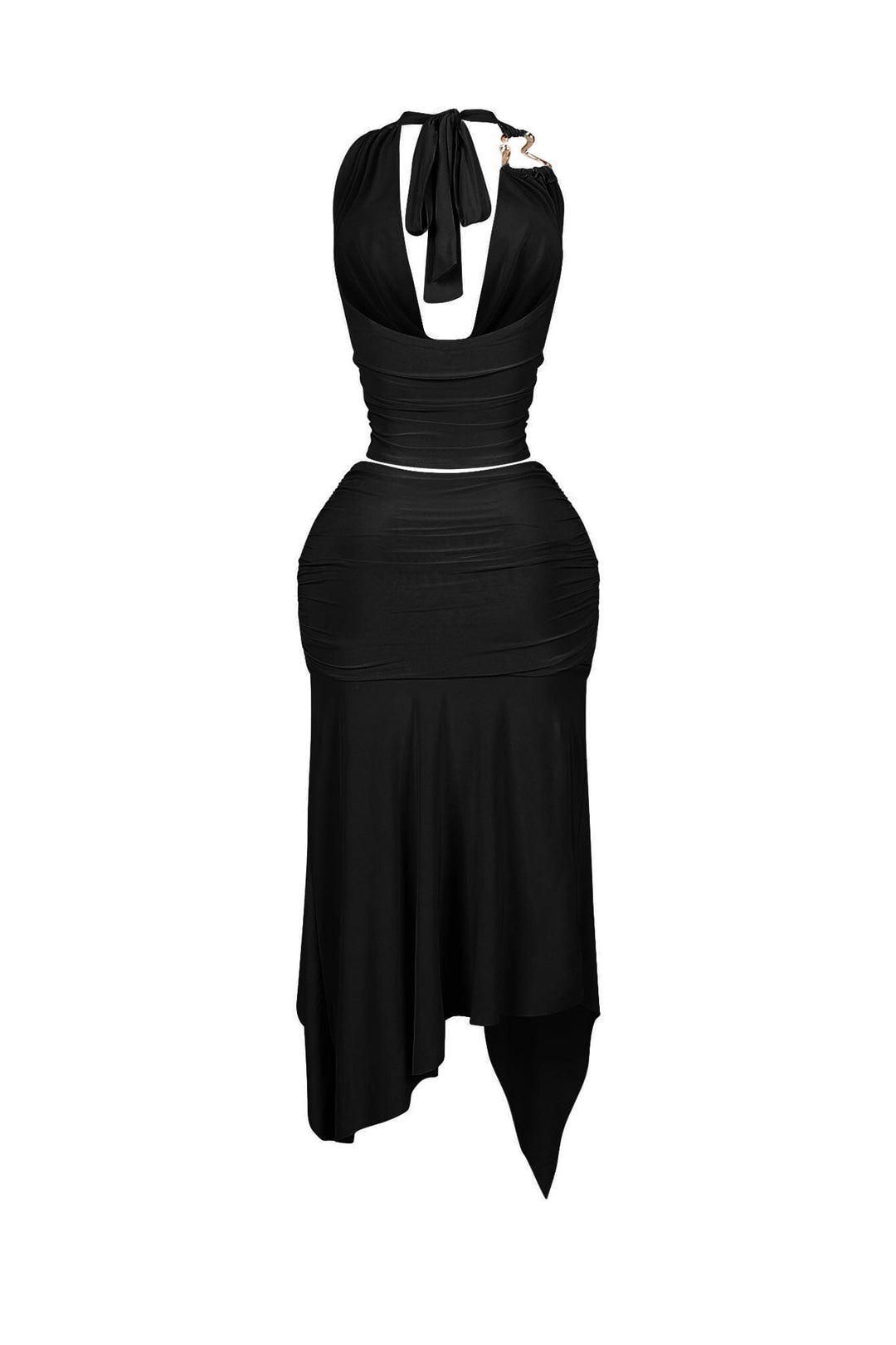 Caroline Gold Metallic Cowl Neck Top &amp; Skirt SET