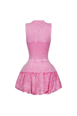 Cecilia Mineral Washed Corset Bubble Mini Dress
