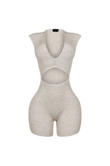 Clara Knit Deep V Neck Ribbed Romper