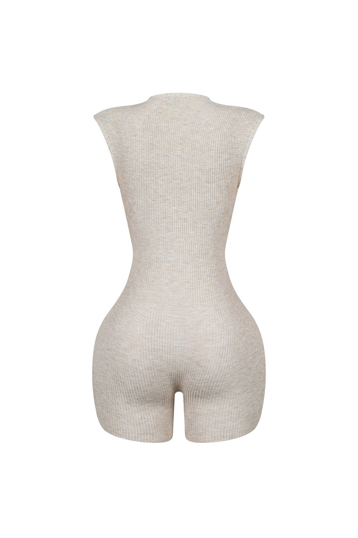 Clara Knit Deep V Neck Ribbed Romper