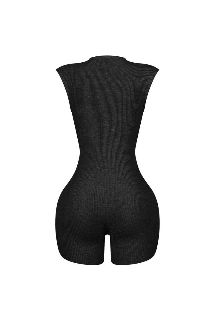 Clara Knit Deep V Neck Ribbed Romper