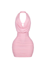Opal Glow Lace Up Halter Mini Dress