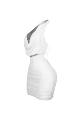 Opal Glow Lace Up Halter Mini Dress
