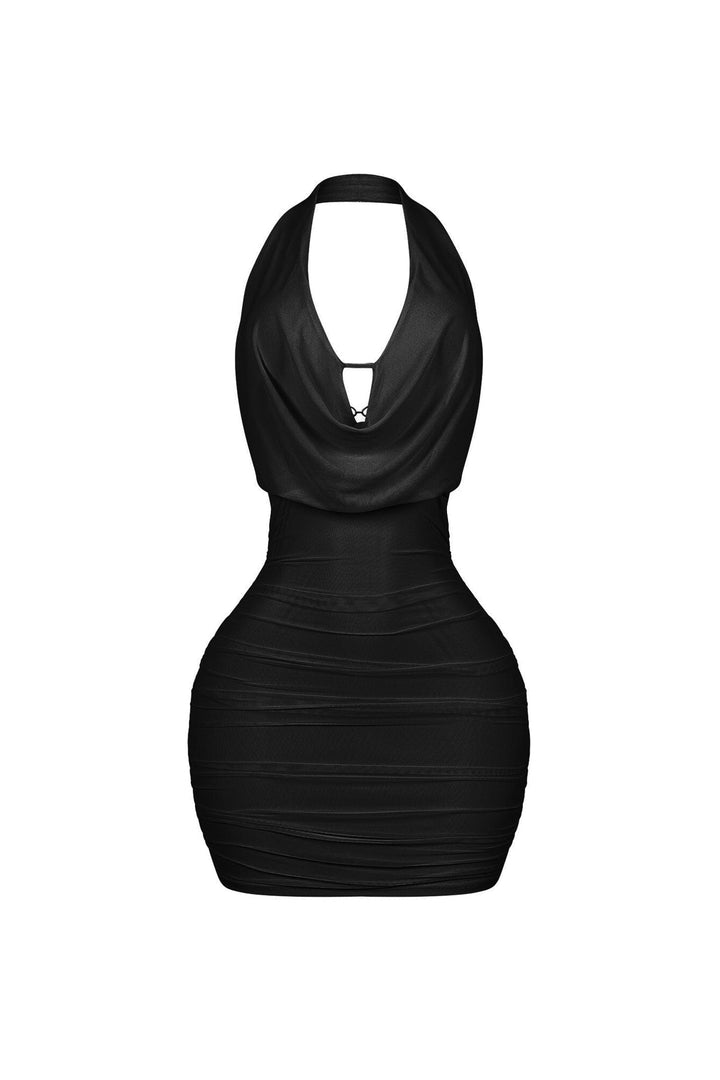 Opal Glow Lace Up Halter Mini Dress