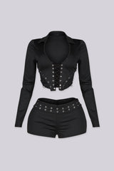 Hendra Lace Up Corset Top &amp; Shorts SET